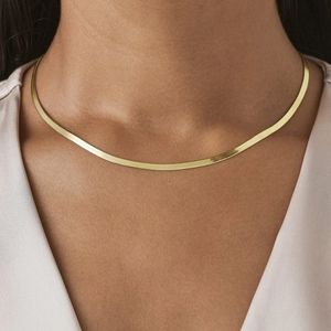 NEW 14K Yellow Gold 925 Sterling Silver Herringbone Chain Necklace
